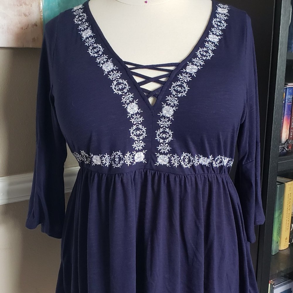 Torrid Navy Peasant Top
